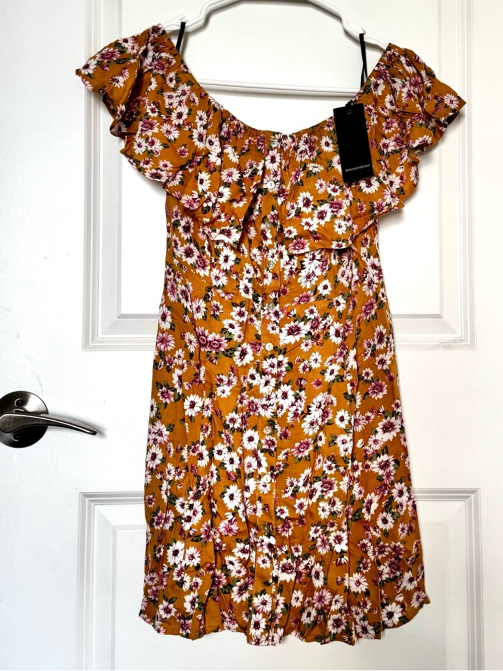 🆕WT Forever 21 Floral Off-Shoulder Ruffle Mini Dress Y2K NWT 🌼